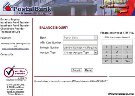 online atm balance inquiry.